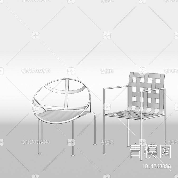 铁艺单椅组合3D模型下载【ID:1748036】