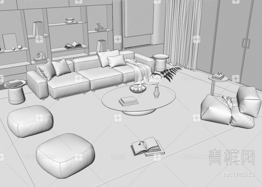 沙发茶几组合3D模型下载【ID:1745153】