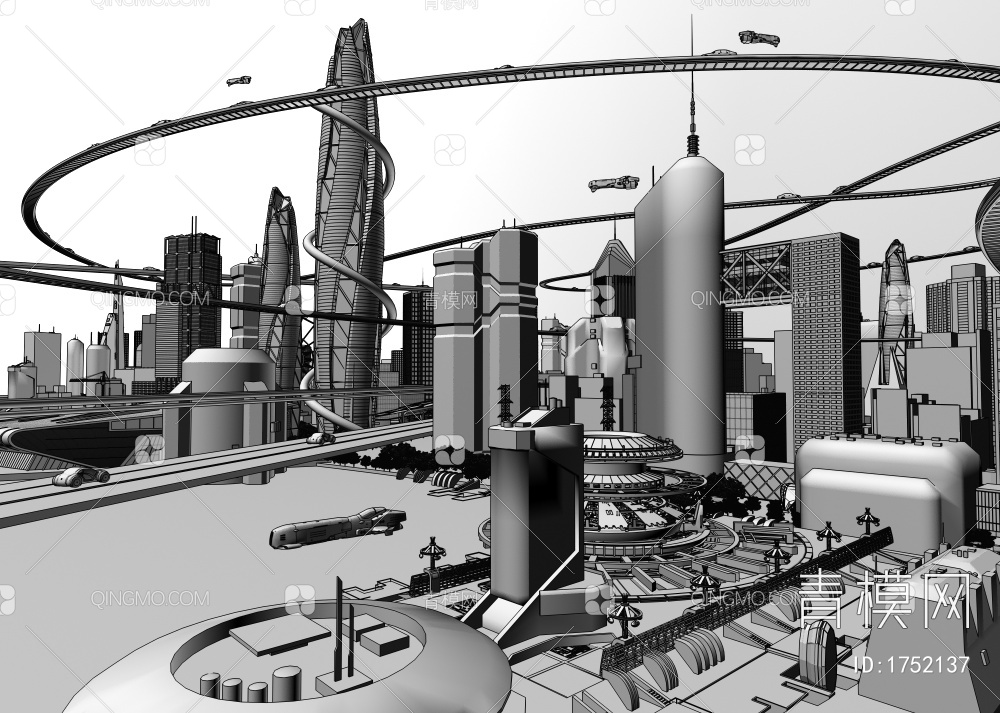 科幻未来建筑3D模型下载【ID:1752137】
