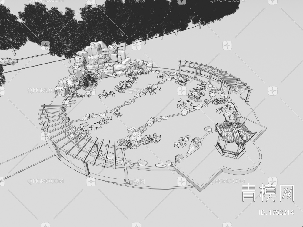 假山喷泉水景3D模型下载【ID:1753214】