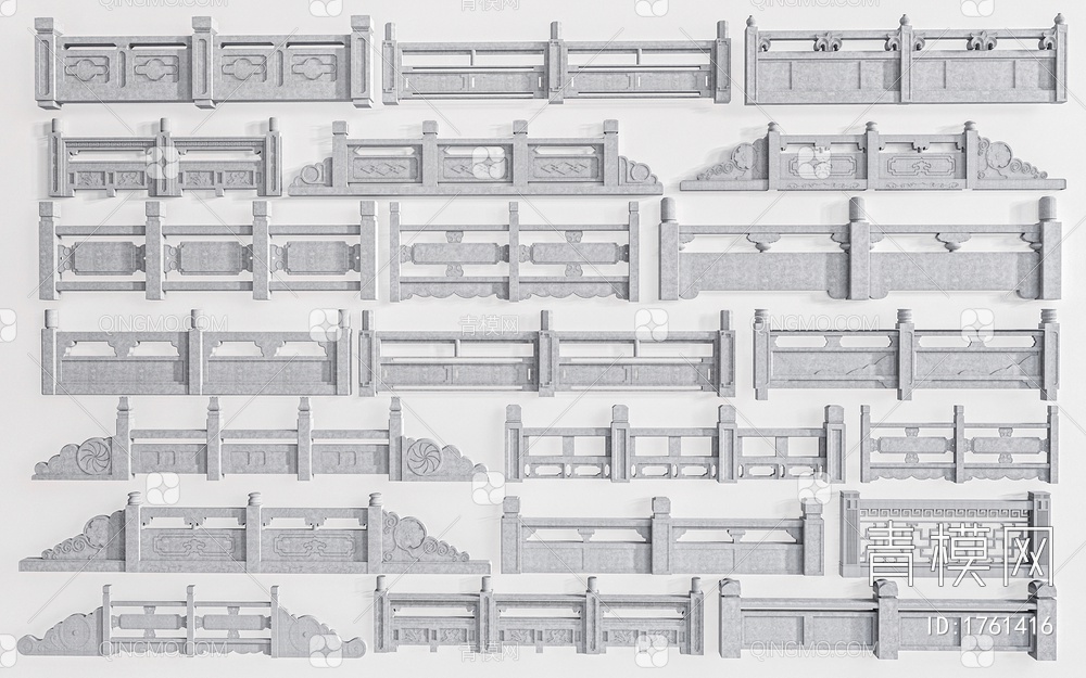 石栏杆SU模型下载【ID:1761416】
