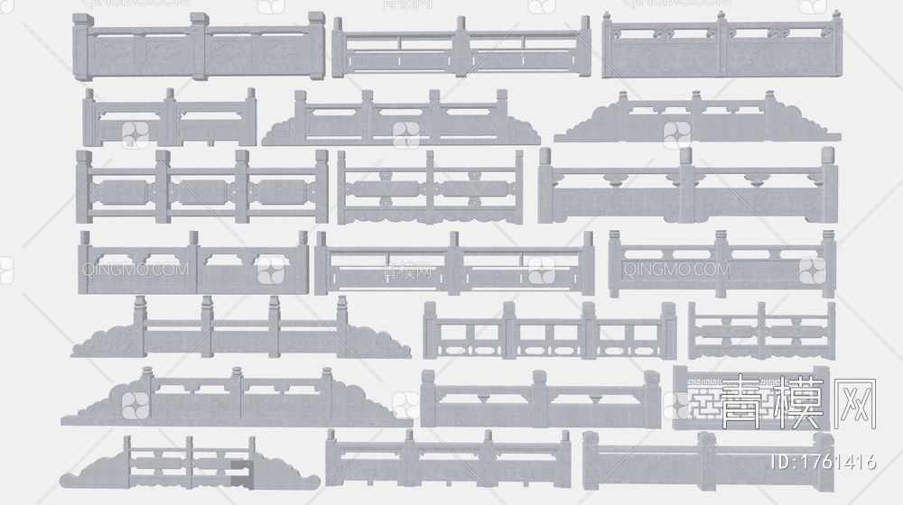 石栏杆SU模型下载【ID:1761416】