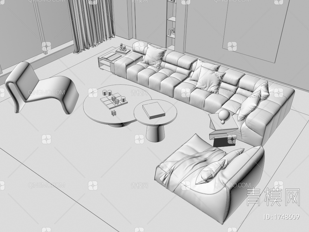 沙发茶几组合3D模型下载【ID:1748609】