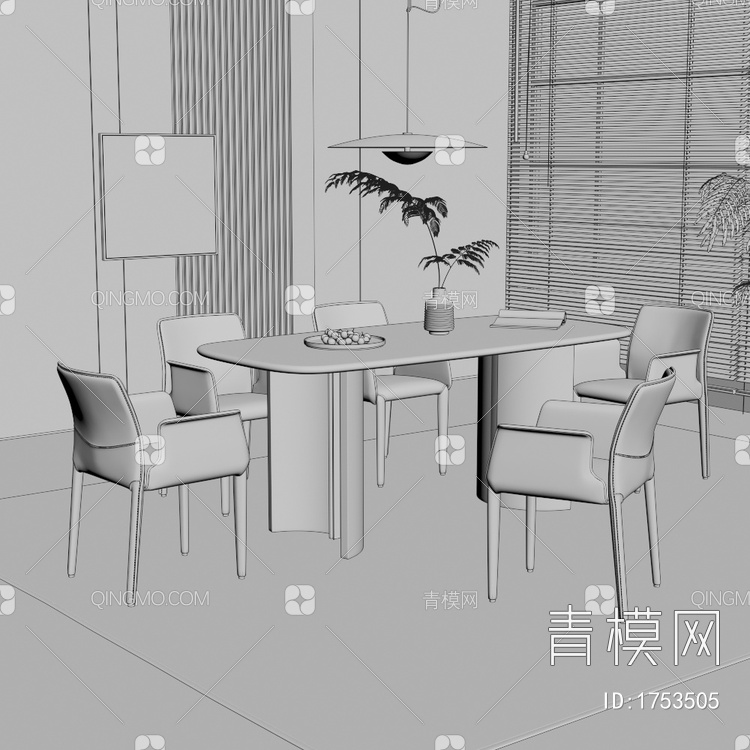 餐桌椅组合3D模型下载【ID:1753505】