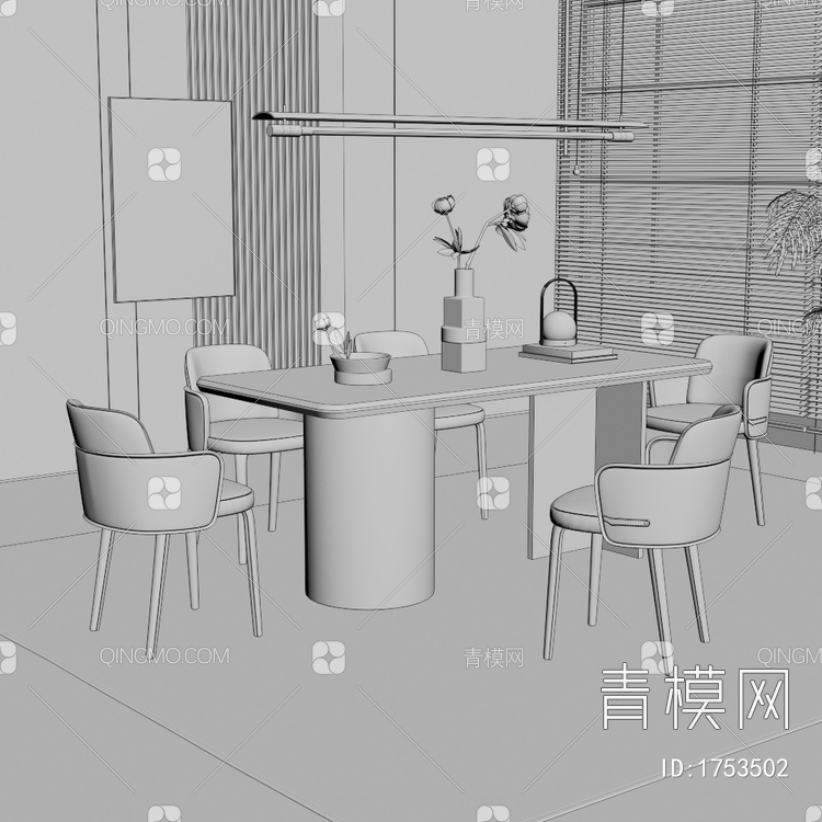 餐桌椅组合3D模型下载【ID:1753502】