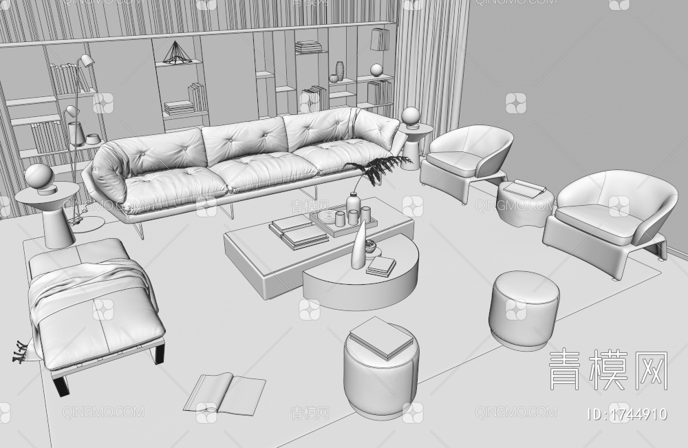 沙发茶几组合3D模型下载【ID:1744910】