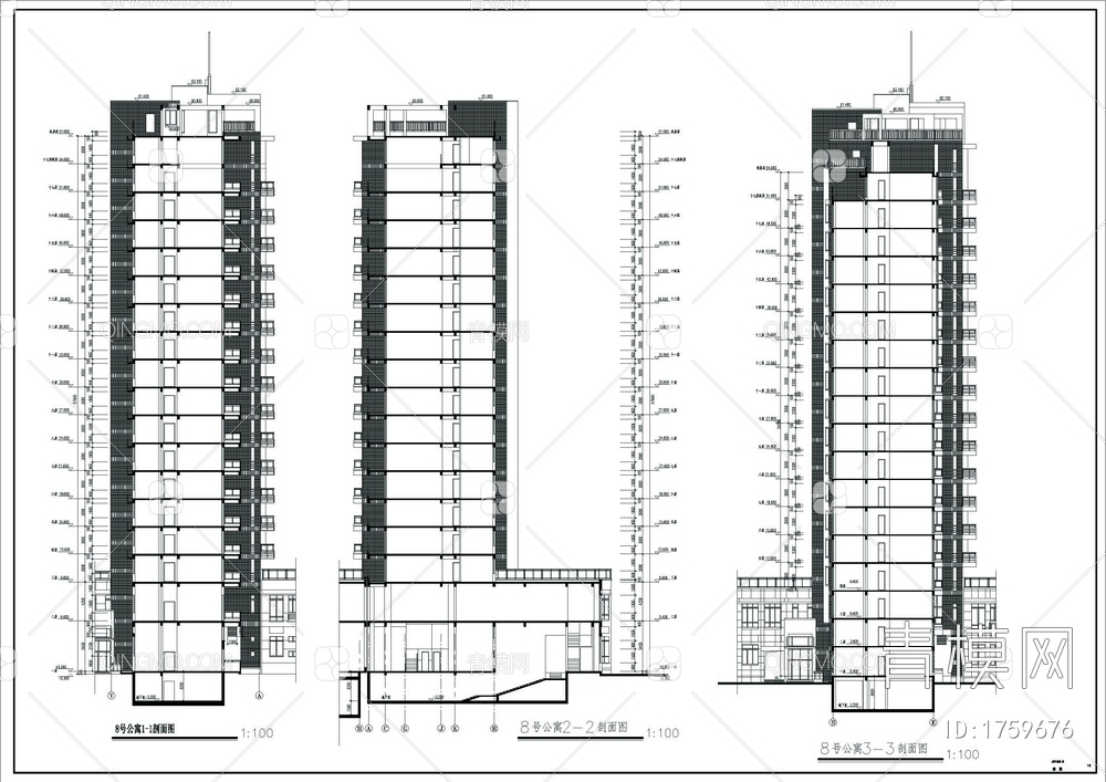 高层公寓住宅建筑施工图（全套）【ID:1759676】