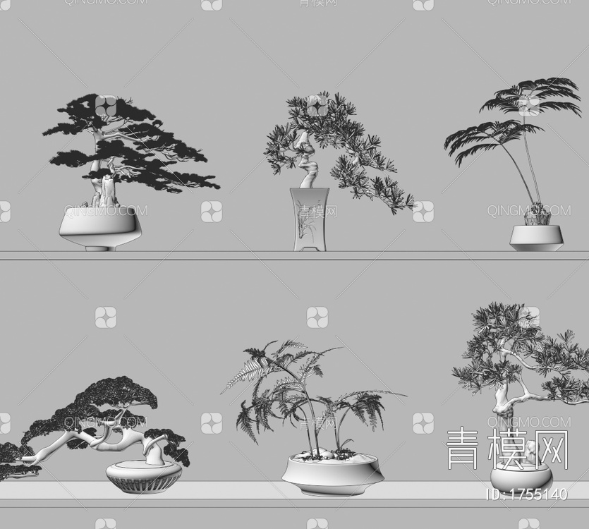 花瓶 植物3D模型下载【ID:1755140】