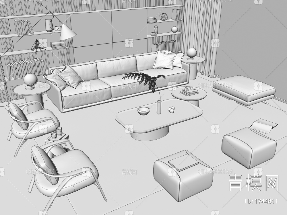 Minotti沙发茶几组合3D模型下载【ID:1744811】