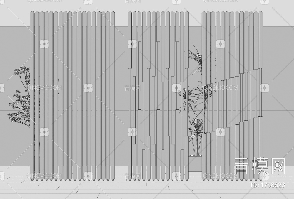 格栅隔断3D模型下载【ID:1758623】
