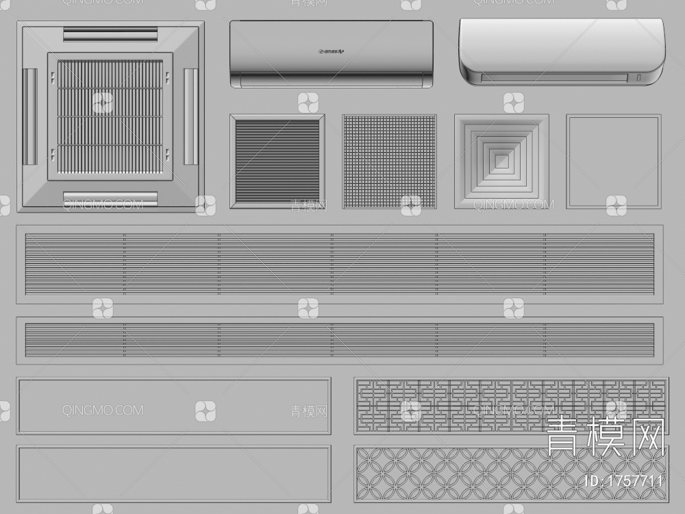 空调出风口 空调 出风口 排气口 排气扇3D模型下载【ID:1757711】