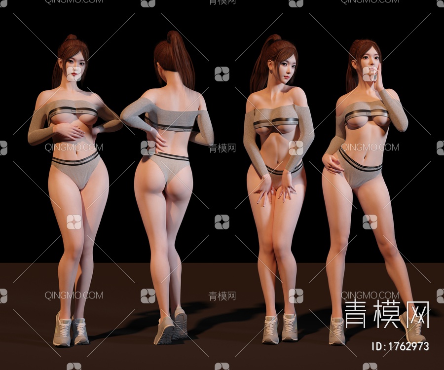 女性人物 模特3D模型下载【ID:1762973】