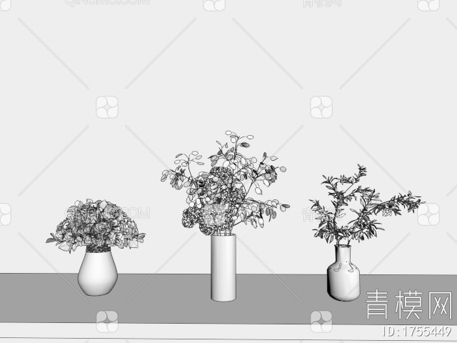 花卉花瓶3D模型下载【ID:1755449】