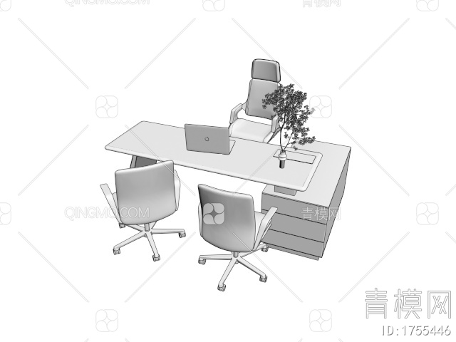 办公桌椅3D模型下载【ID:1755446】