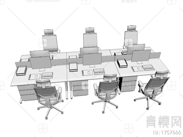 办公桌椅3D模型下载【ID:1757666】