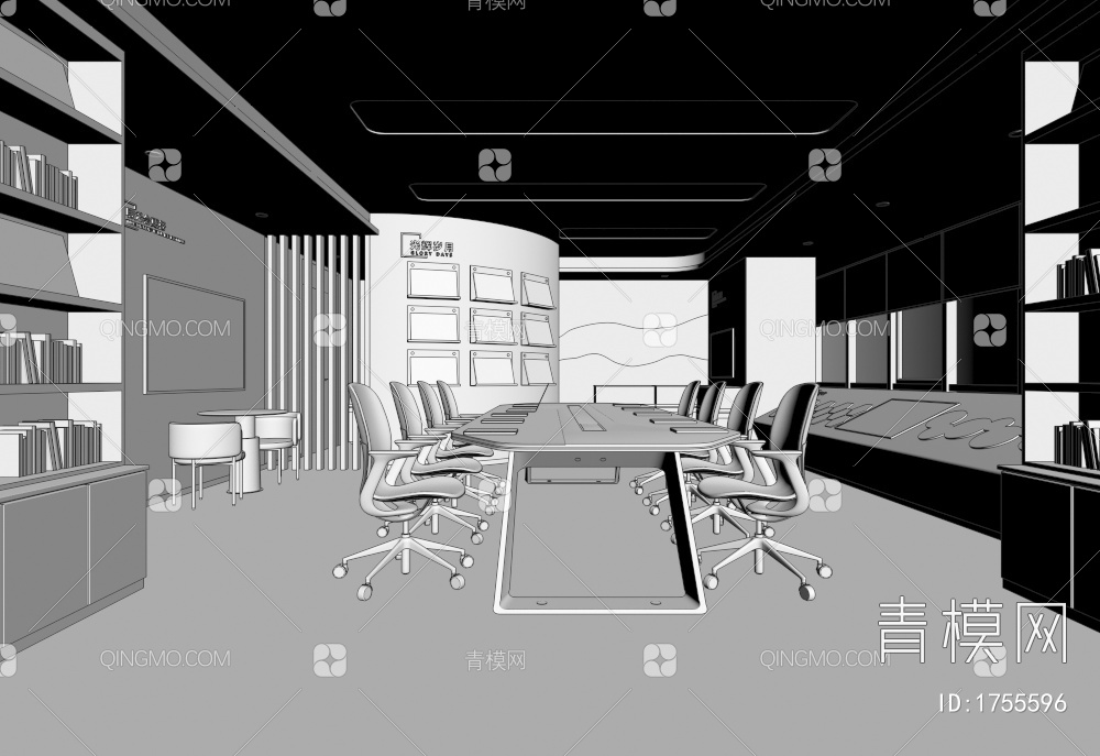 党员活动室 会议室3D模型下载【ID:1755596】