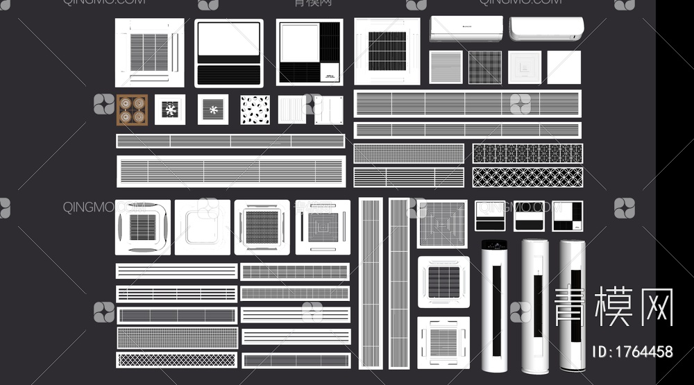 空调出风口SU模型下载【ID:1764458】