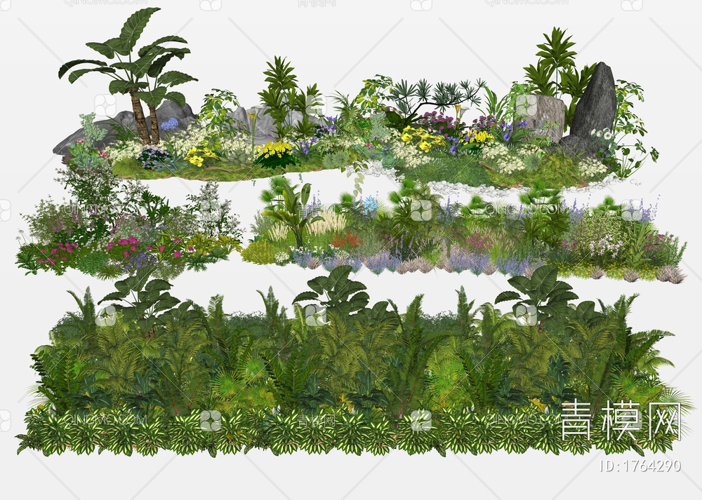 景观灌木植物组合SU模型下载【ID:1764290】