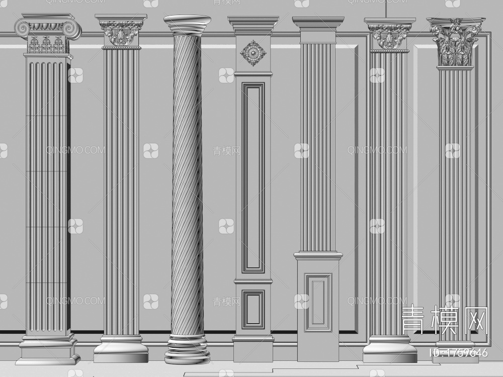 柱子 罗马柱 石膏柱子 装饰柱3D模型下载【ID:1759646】