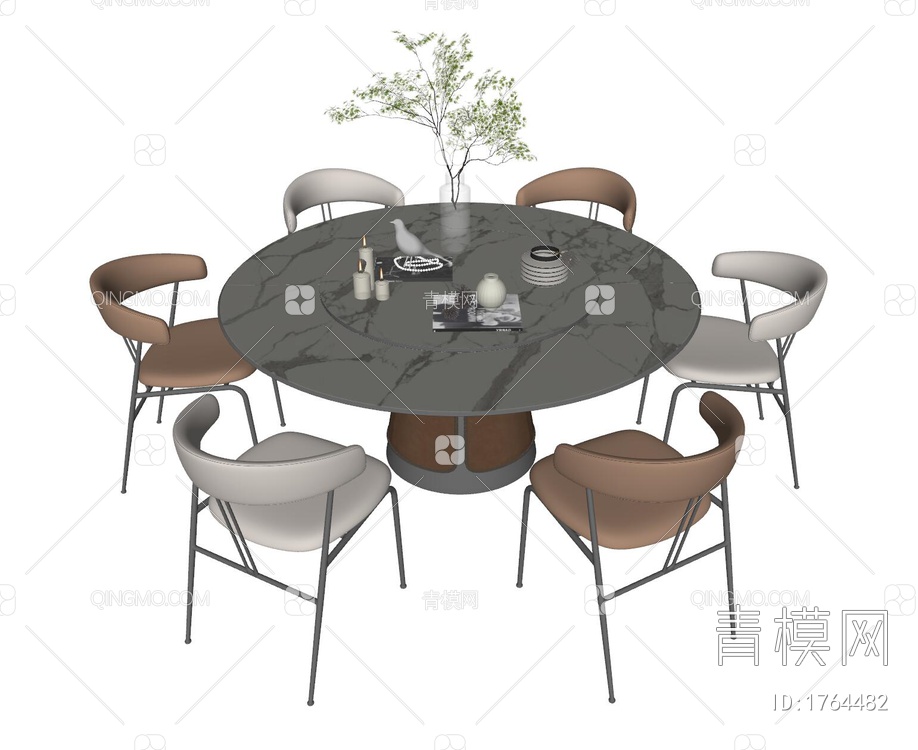 餐桌椅组合SU模型下载【ID:1764482】