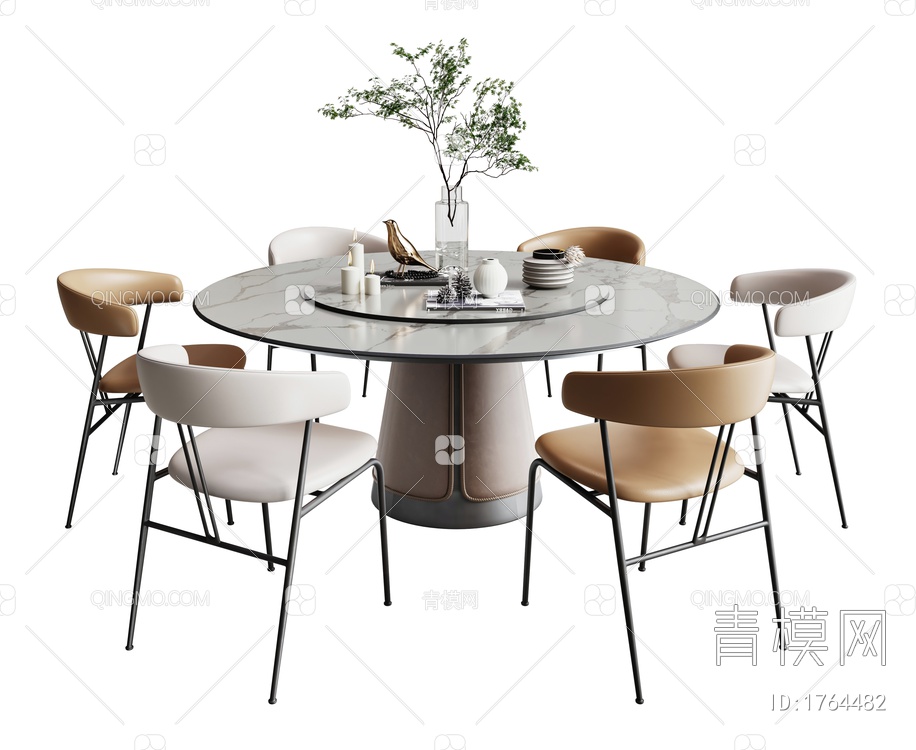 餐桌椅组合SU模型下载【ID:1764482】