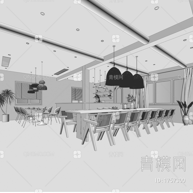 民宿餐厅3D模型下载【ID:1757300】