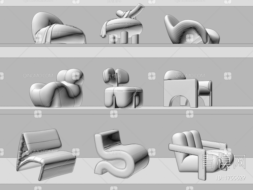 单人沙发 懒人沙发 休闲沙发 艺术沙发3D模型下载【ID:1755629】