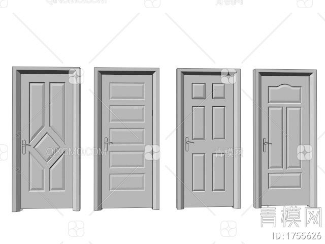 单开门 卧室门 单开门 卫生间门 奶油门 门合集组合3D模型下载【ID:1755626】