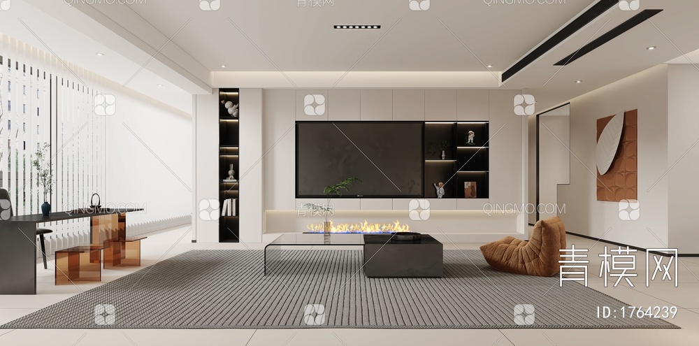 电视背景，客厅，电视柜3D模型下载【ID:1764239】