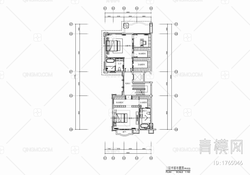 五层别墅平立面施工图 家装 别墅 私宅 豪宅 样板房 洋房【ID:1765046】