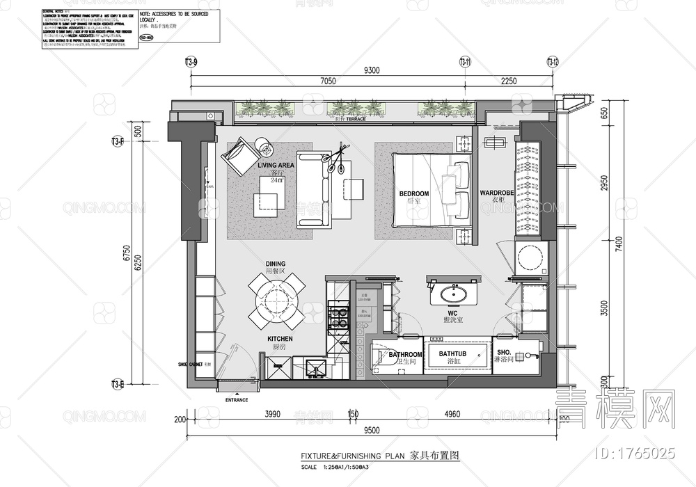 60㎡精致小户型家装标准施工图 家装 私宅 小户型 套房 样板房【ID:1765025】