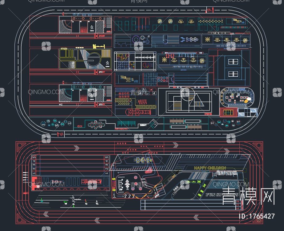 超全儿童活动场地健身器材CAD图库【ID:1765427】