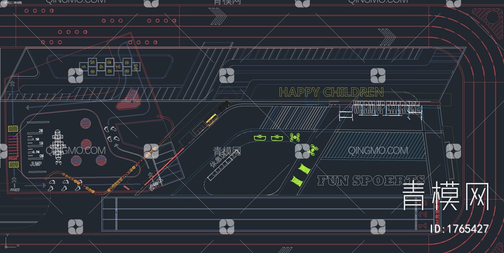 超全儿童活动场地健身器材CAD图库【ID:1765427】