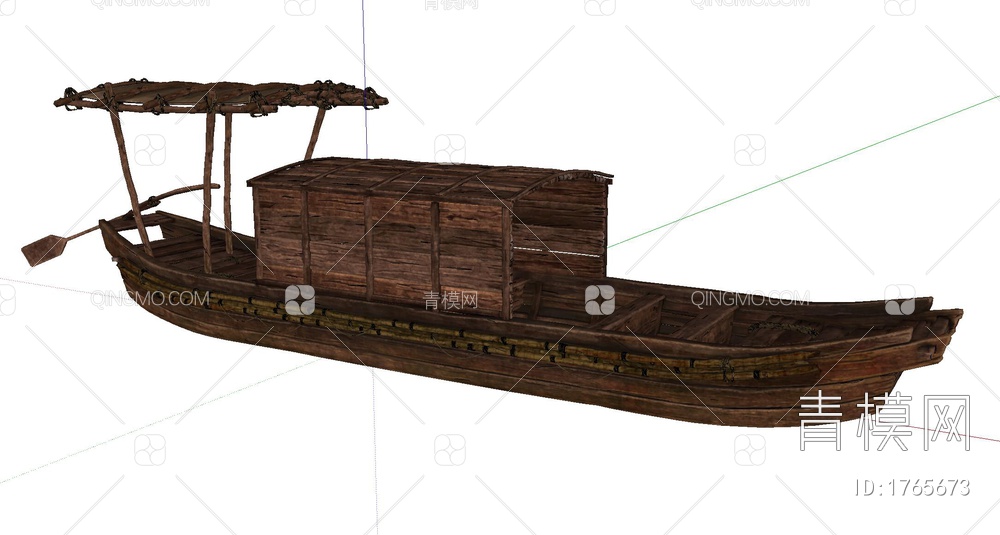 老旧木船SU模型下载【ID:1765673】
