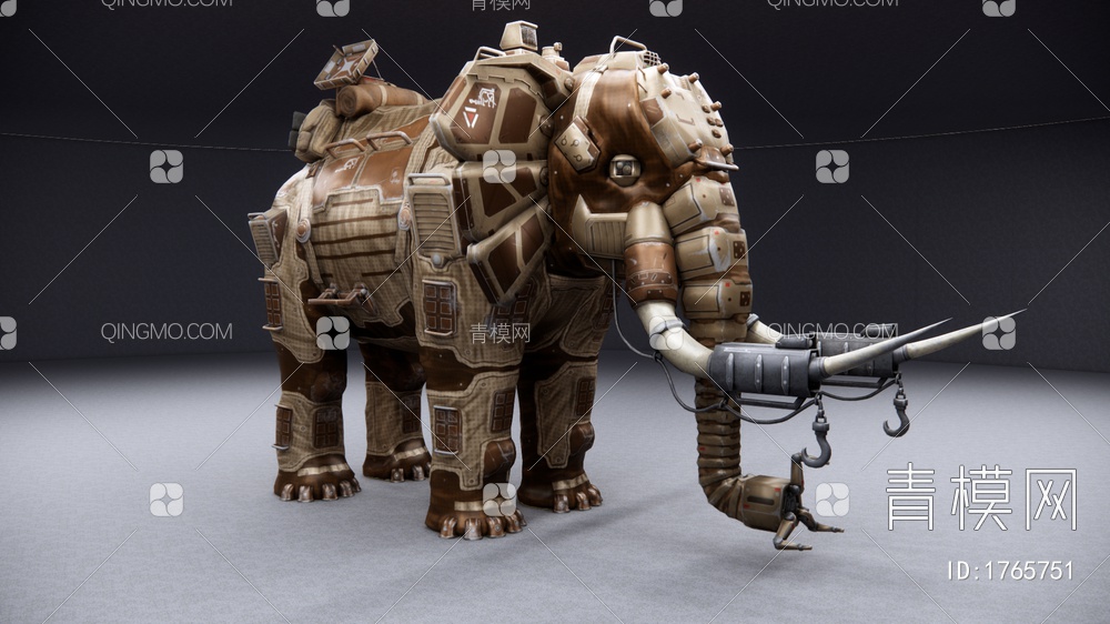 概念机械猛犸象雕塑摆件SU模型下载【ID:1765751】