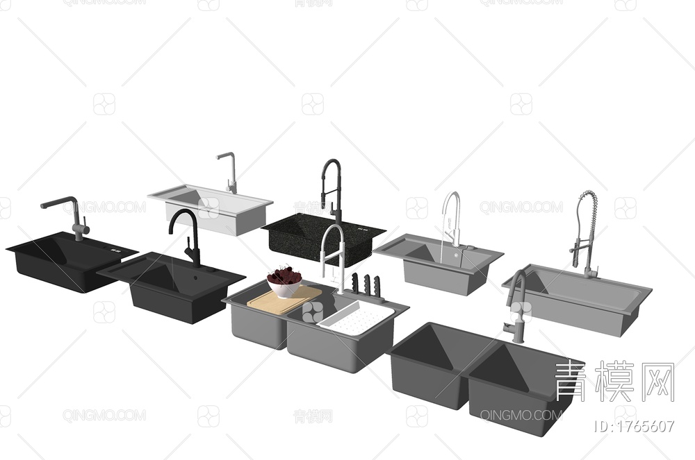 厨房嵌入式水槽SU模型下载【ID:1765607】