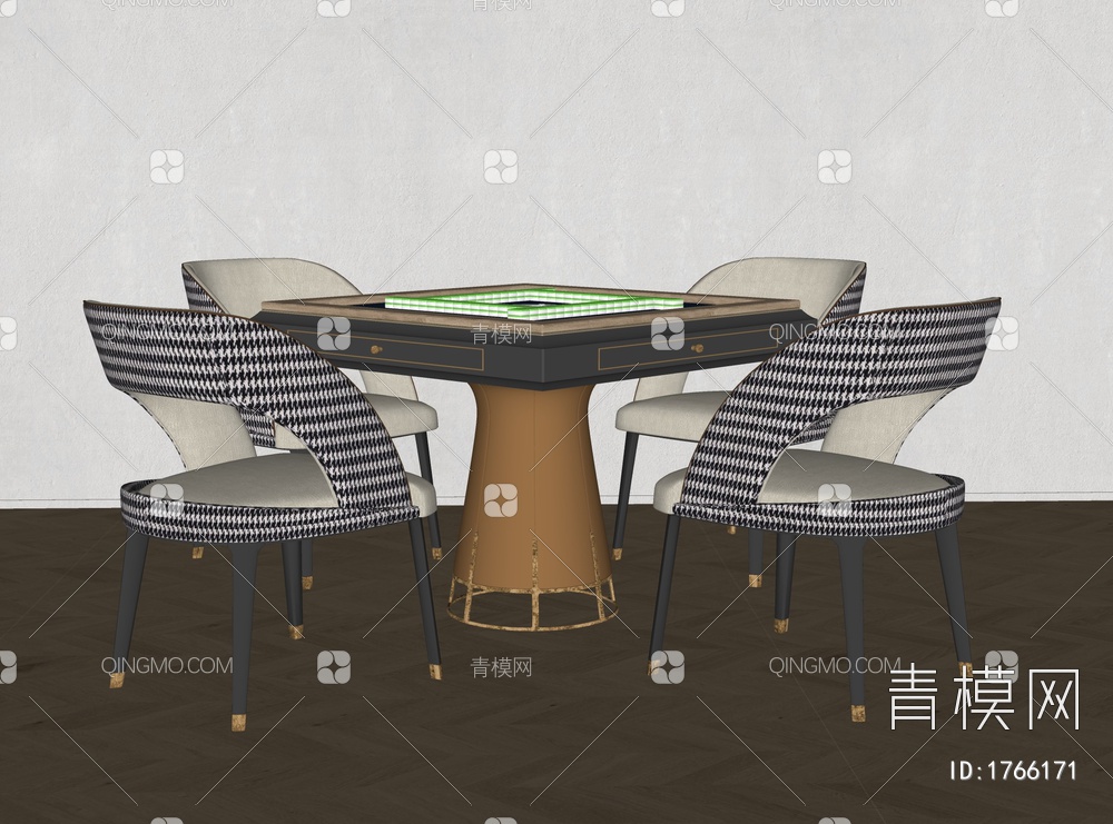 麻将桌椅组合SU模型下载【ID:1766171】