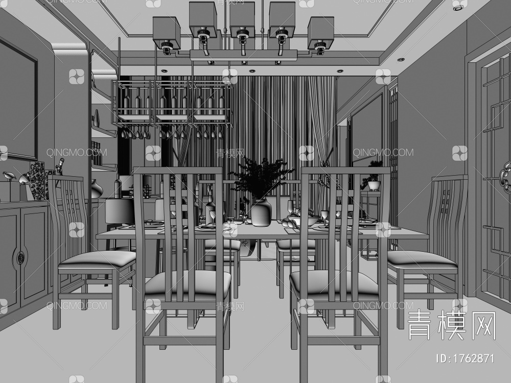 别墅客餐厅3D模型下载【ID:1762871】