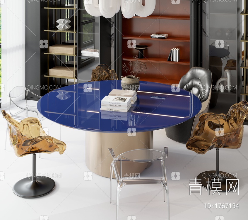 餐桌椅组合 装饰柜3D模型下载【ID:1767134】