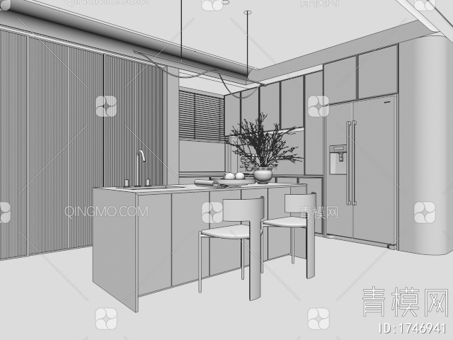 开放式厨房3D模型下载【ID:1746941】