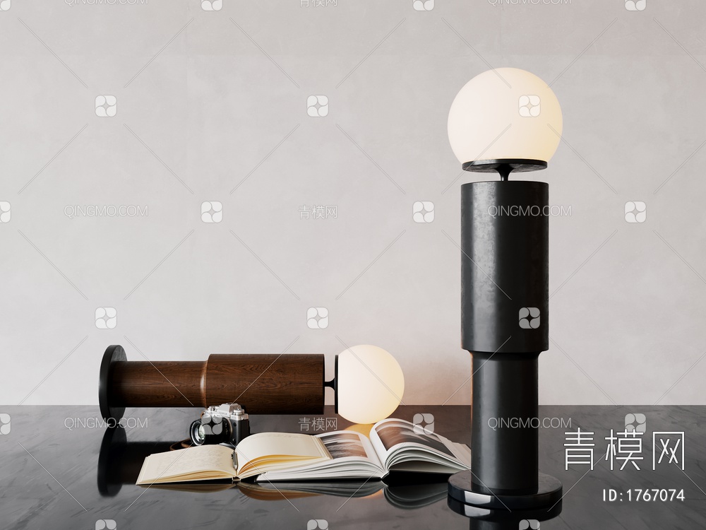 台灯，黑色，黑钢3D模型下载【ID:1767074】