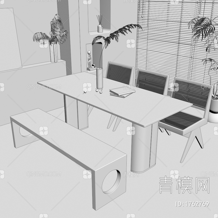 餐桌椅组合3D模型下载【ID:1762769】