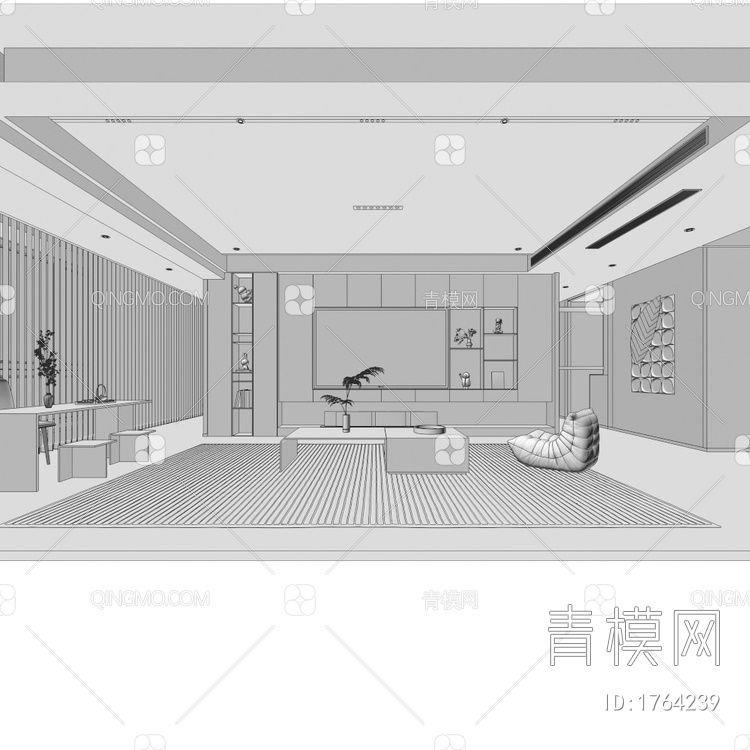 电视背景，客厅，电视柜3D模型下载【ID:1764239】