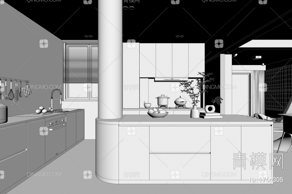 餐厅 厨房3D模型下载【ID:1764305】