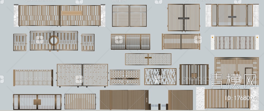 铁艺格栅门SU模型下载【ID:1768094】