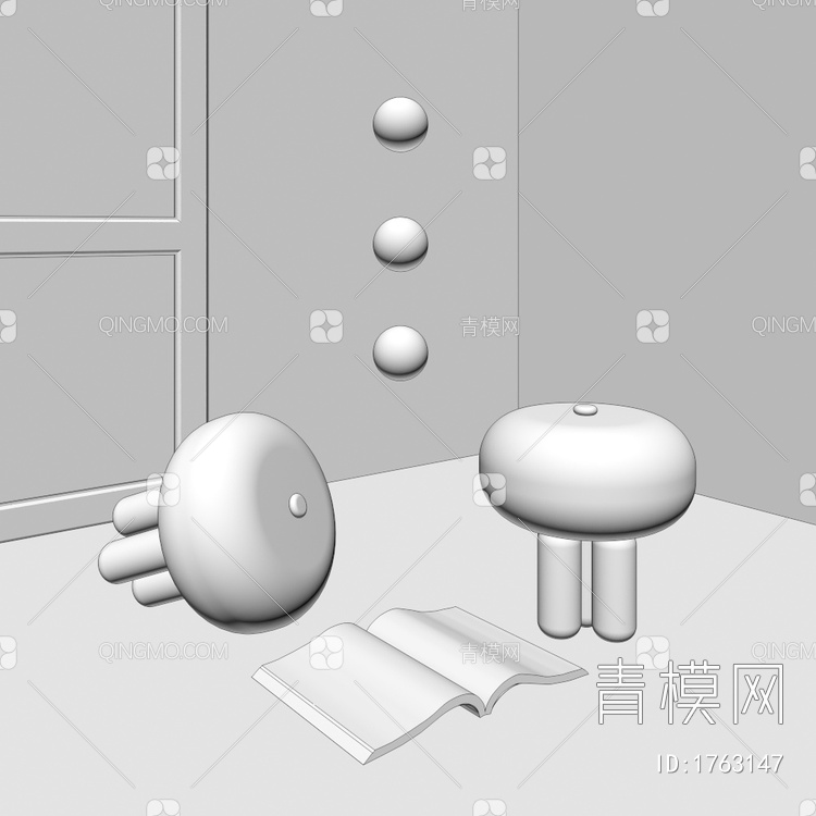台灯，原木，玻璃，球形3D模型下载【ID:1763147】