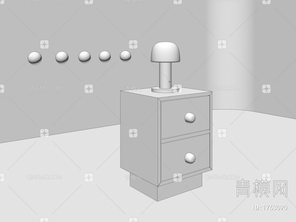 儿童床头柜，台灯，原木3D模型下载【ID:1763090】
