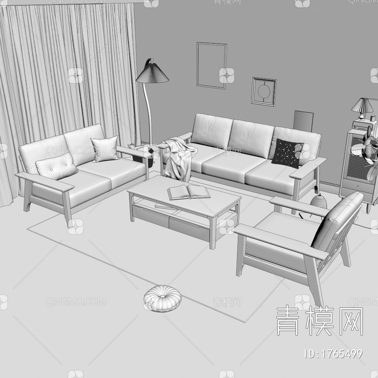 沙发茶几组合3D模型下载【ID:1765499】
