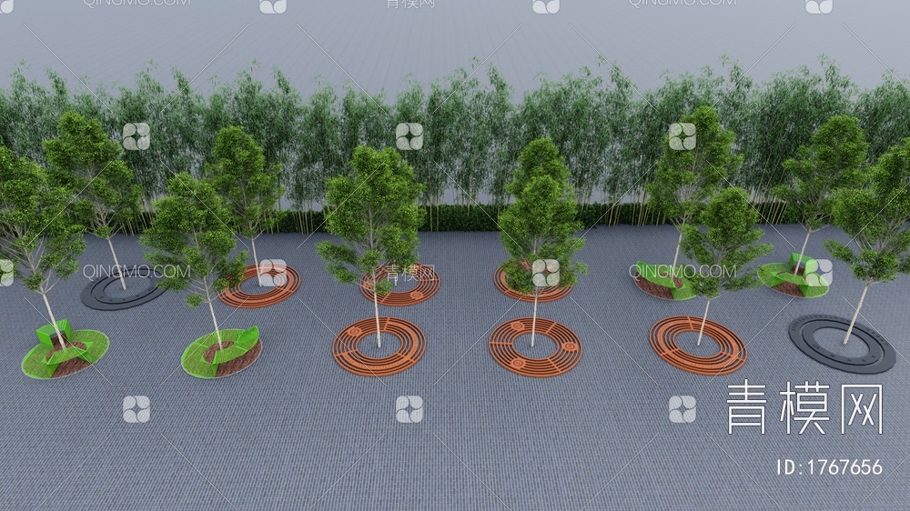 树池雨水花园 生态树池 树篦子 雨水篦子SU模型下载【ID:1767656】