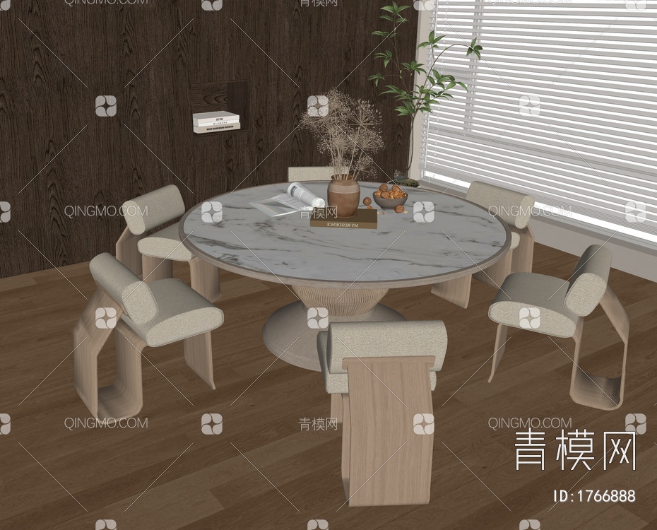 餐桌椅组合SU模型下载【ID:1766888】